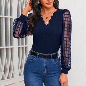 Elegant Navy Blue Women's Top